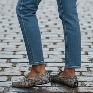 Lauren Ralph Lauren Carley Snakeskin Leather Drivers Loafers Grey Green 9B